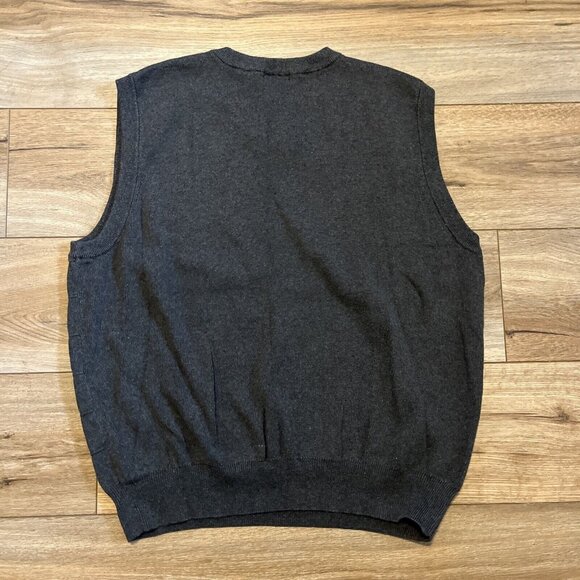 Men's Saddlebred Knit Sweater Vest LARGE Dark Gray Square Block Pattern Classic - Picture 4 of 7